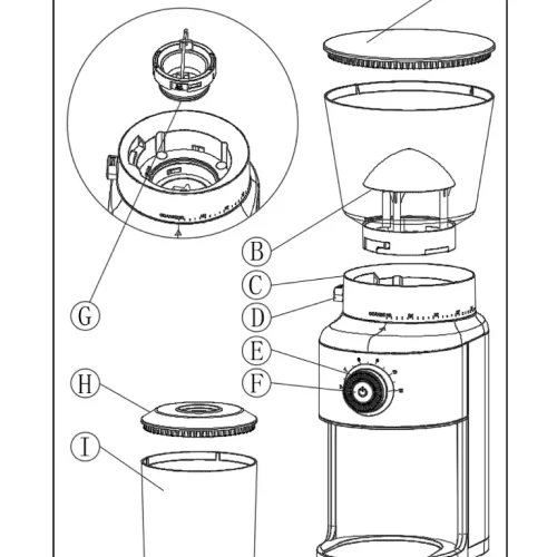 Электрическая кофемолка BEHMOR с коническими металлическими ножами для эспрессо и Turks